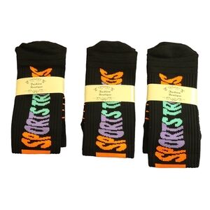 Fashion Boutique 3 Pairs Mens Multicolor Letter and Stripe Pattern Sport Socks